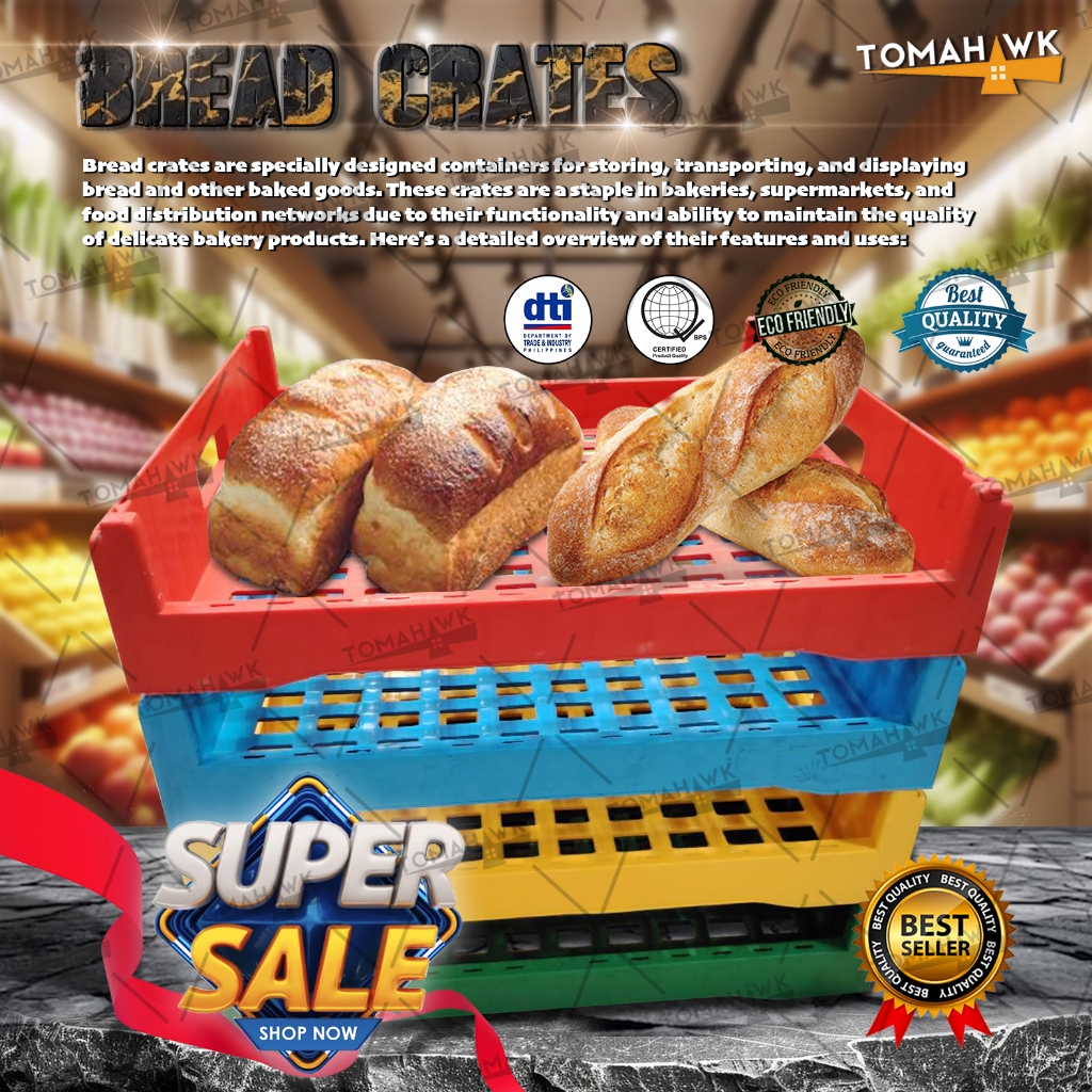 TOMAHAWK HIGH QUALITY STACKABLE PLASTIC BREAD CRATES FOR BAKERY & FRUIT ...