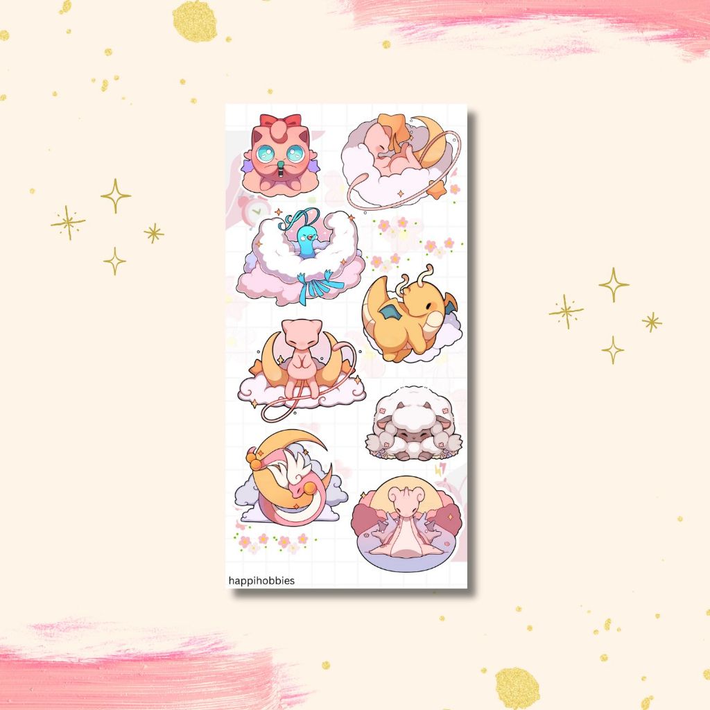 Pokemon Collection | (Sleepy1) Cute Pokemon Sticker Sheets Waterproof ...