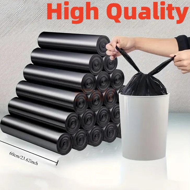 Heavy Duty Polyethylene Trash Bags Tear Resistant Leak Proof Black