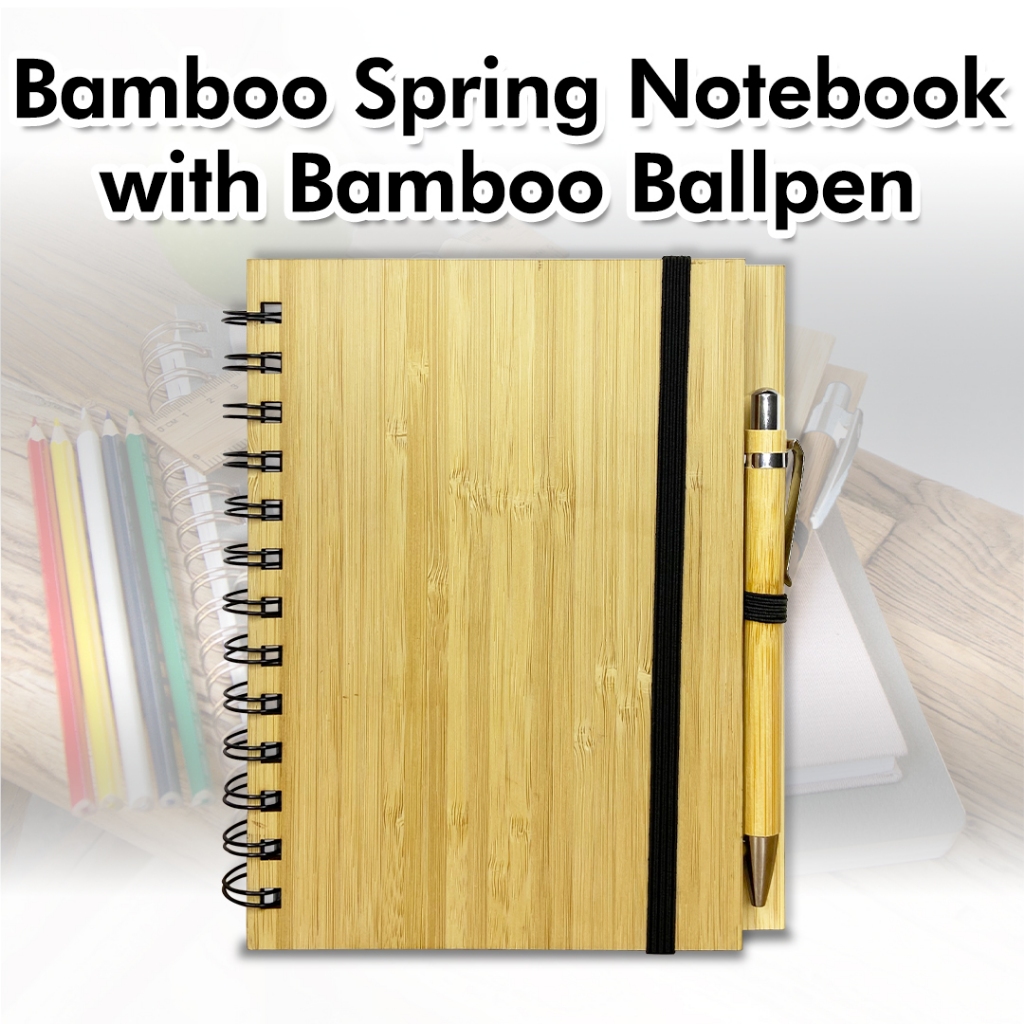 Pure Bamboo Spring Notebook with Ballpen 14cm*18cm (70 sheets) | Shopee ...