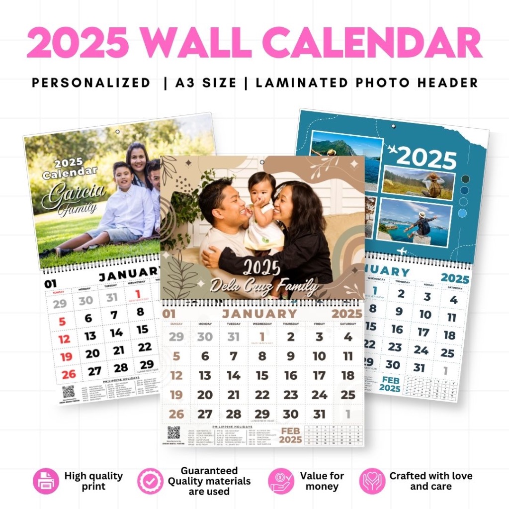 2025 CALENDAR PERSONALIZED A3 SIZE LAMINATED WALL HANGING CALENDAR ...