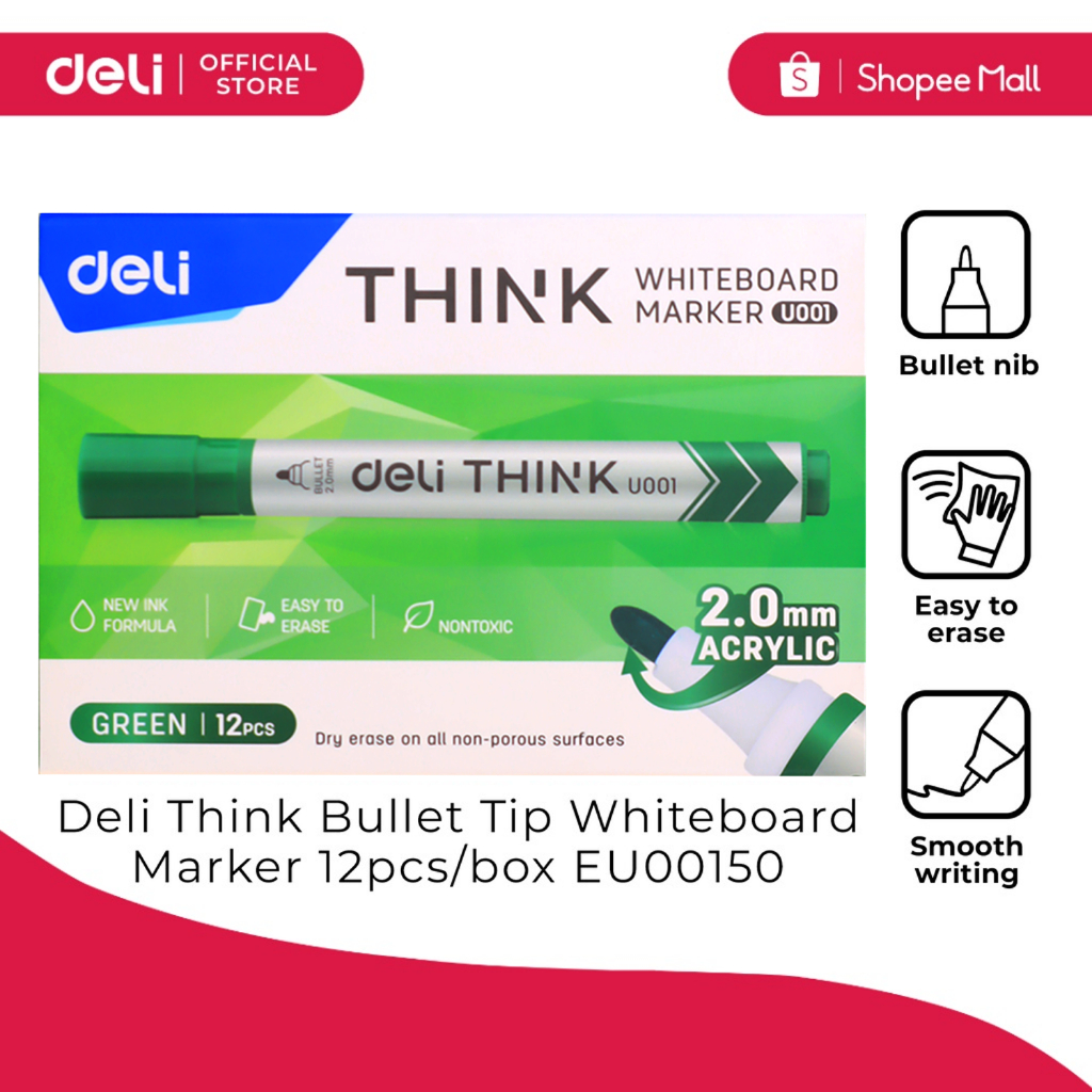Deli EU00150 Think Bullet Tip Whiteboard Marker 12pcs/box ...