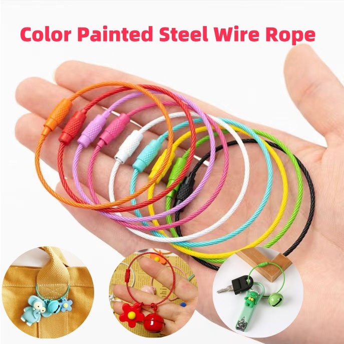 5Pcs/pack Color Painted Steel Wire Rope Metal Wire Ring Rotating Screw ...