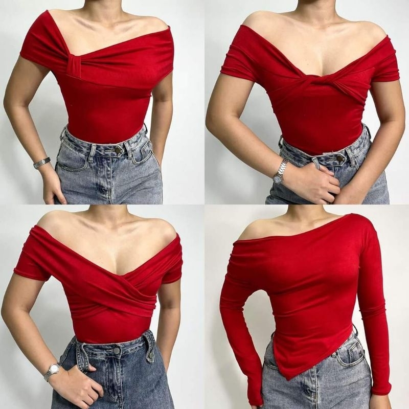 Red and Mocha Mousse Tops Double Lining Collection | Shopee Philippines