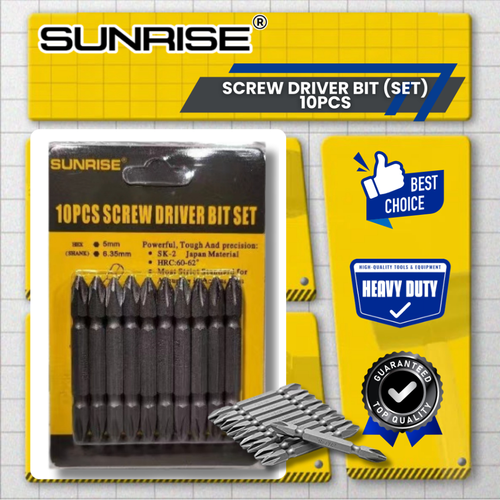 Sunrise 10pcs Screw Driver Bit(set) 10pcs | Shopee Philippines