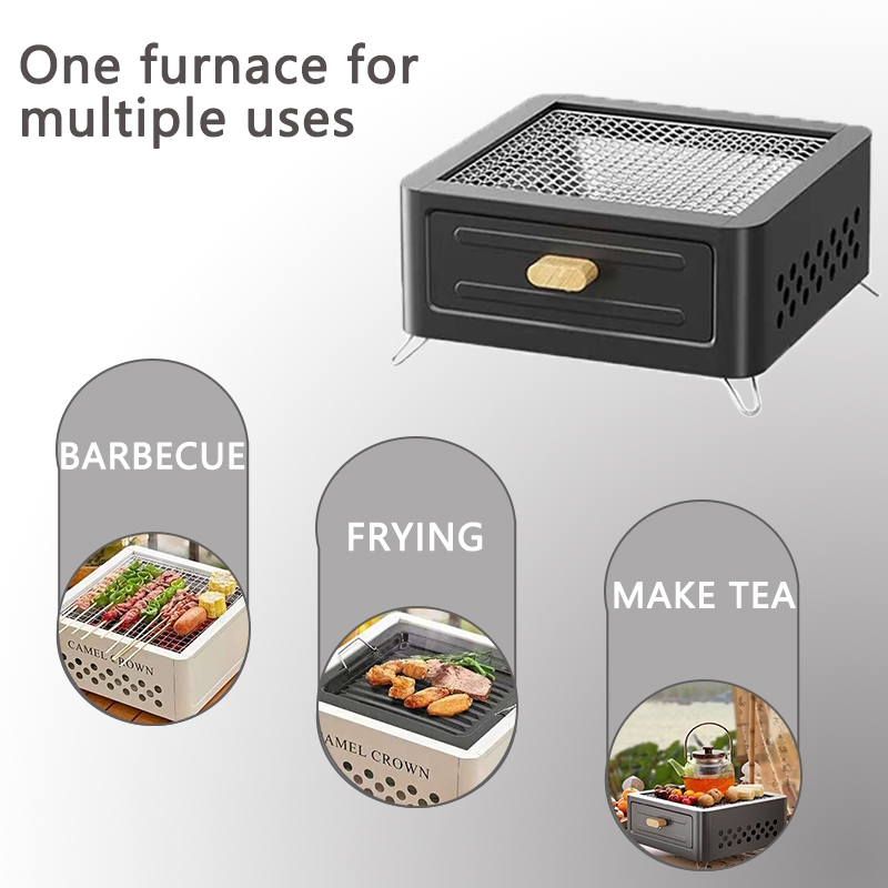 Portable small square stove multifunctional barbecue stove camping ...