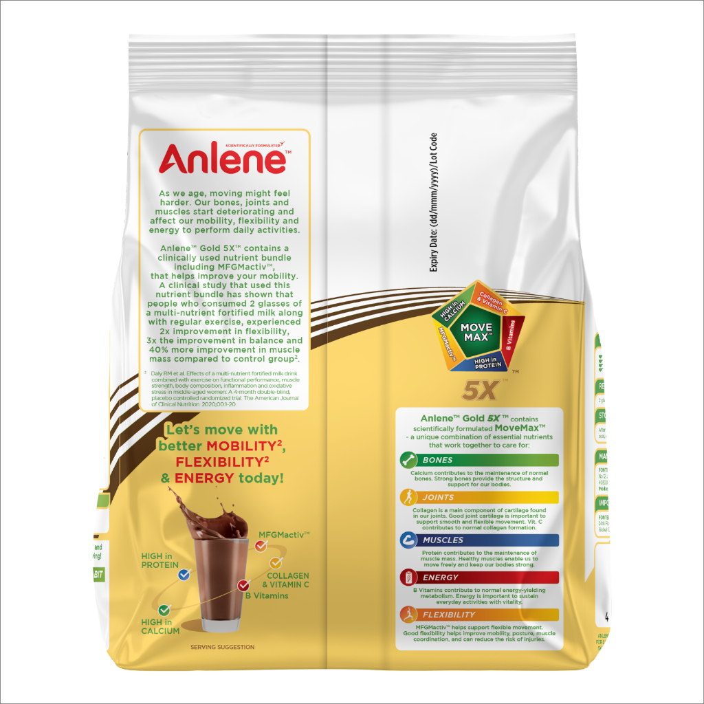 Anlene Gold Movemax Adult Milk Powder Chocolate 300G x2 | Shopee ...