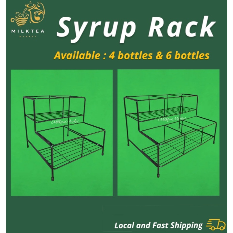 Coffee Syrup Compartment Organizer Rack Wine Storage Stand for 4 and 6 ...