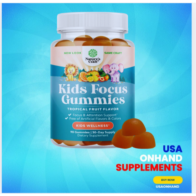 USAOnhand| Nature's Craft, Kids Focus Gummies, Tropical Fruits, 90 ...