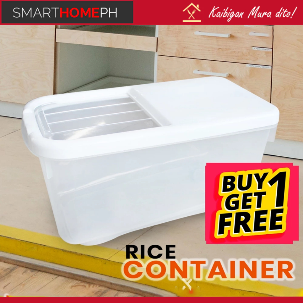 BUY 1 GET 1 Rice Container with lid and wheel citylife | Shopee Philippines