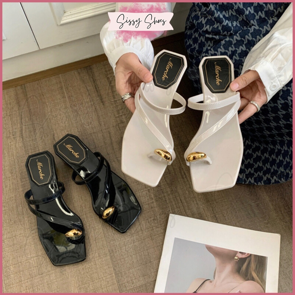 Sissy Shoes New French Sandals Mid-Heel With Metal Toes Ring Fairy ...