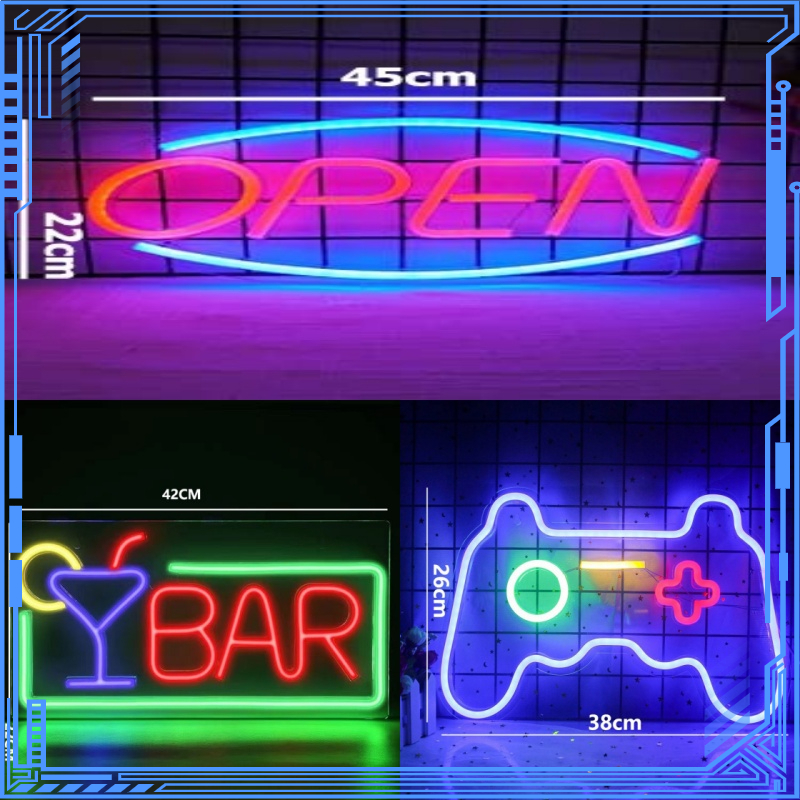 Ready Stock LED Sign Neon Lights Open Signage USB Night Light for Home ...