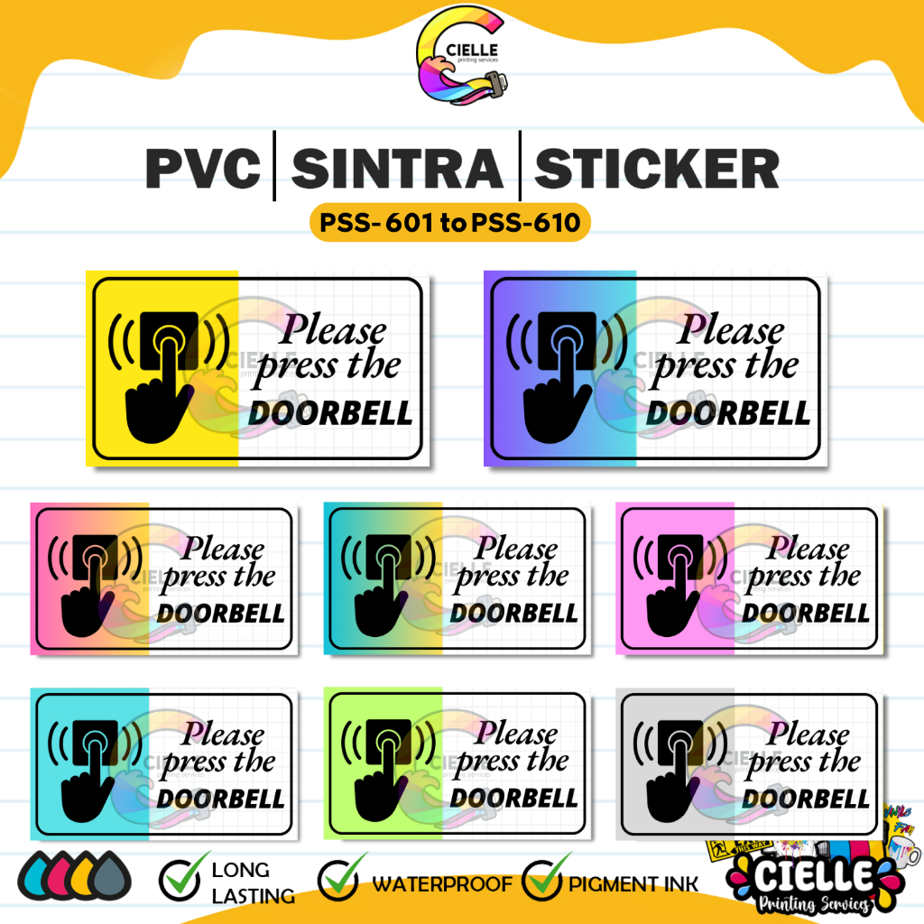 PVC │ SINTRA │ STICKER SIGNAGES (PSS-601 to PSS-610) - PLEASE PRESS THE ...