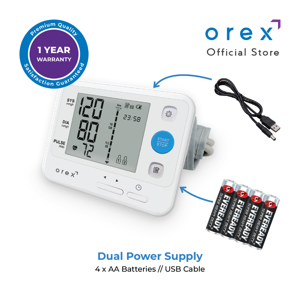 OREX Automatic Digital Blood Pressure Monitor OBPA-003 w/ 1 Year ...