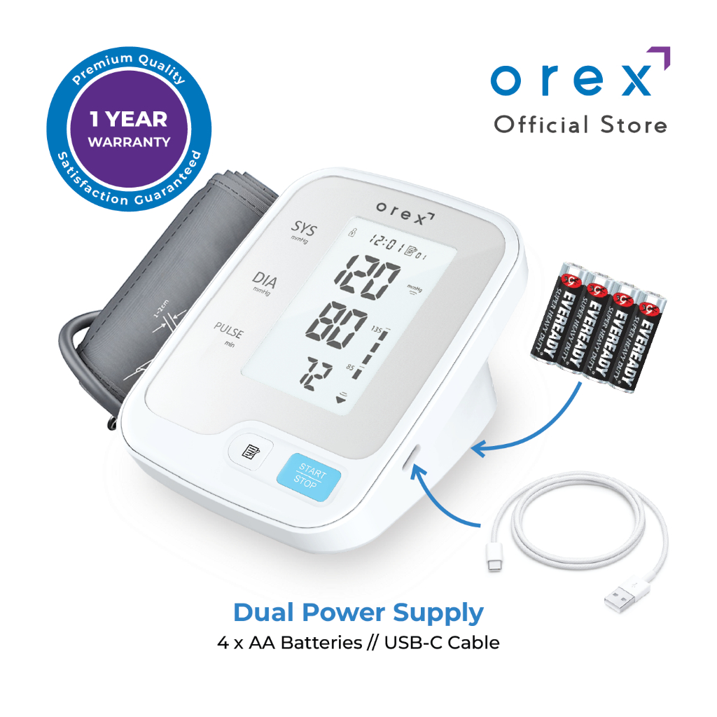 OREX Automatic Digital Blood Pressure Monitor OBPA-001 w/ 1 Year ...