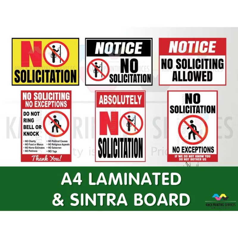 No Solicitation | Do not ring bell | No Exceptions Signages | Shopee ...