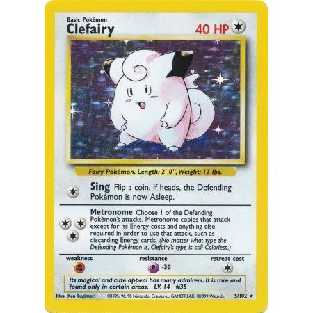 Clefairy - 5/102 - Holo Unlimited Base Set Unlimited Singles | Shopee ...