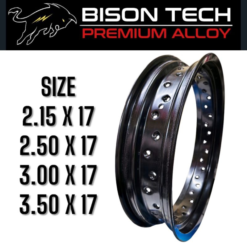 ALLOY RIMS BLACK T TYPE BISON TECH HEAVY DUTY 2.15X17 2.50X17 3.00X17 3 ...