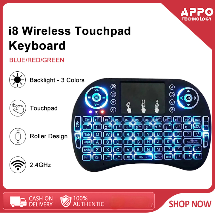 AP I8 2.4GHz 3 Color Backlight Wireless with Touchpad Mini Keyboard ...