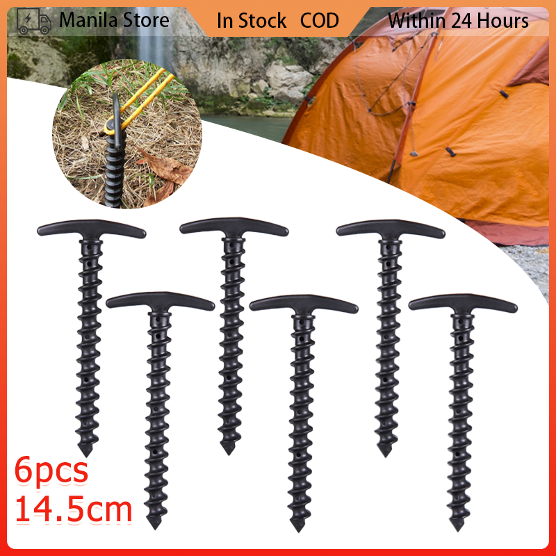 6PCS Camping Plastic Screw Thread 14.5CM Lightweight Hiking Tent Ground ...