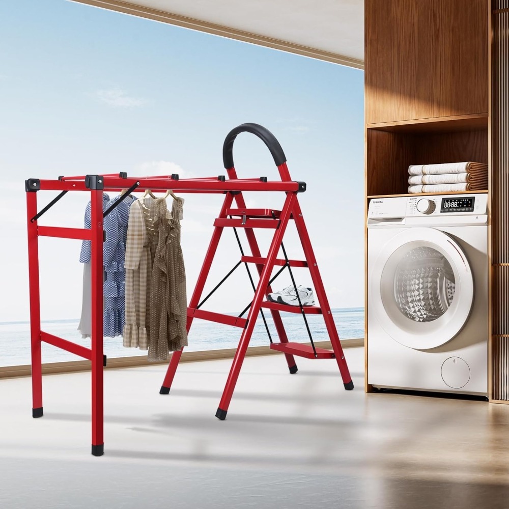 4/5 Steps Folding Ladder & Clothes Drying Rack ladder Heavy Duty ...