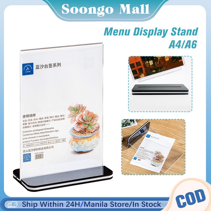A4 A6 Acrylic Sign Display Holder Double Sided Menu Price Poster Frame ...