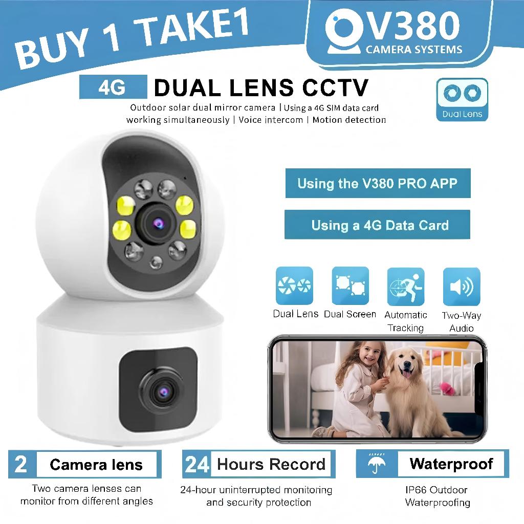 BUY 1 TAKE 1 V380 Pro CCTV Camera Dual Lens No Wifi Needed Night Vision ...