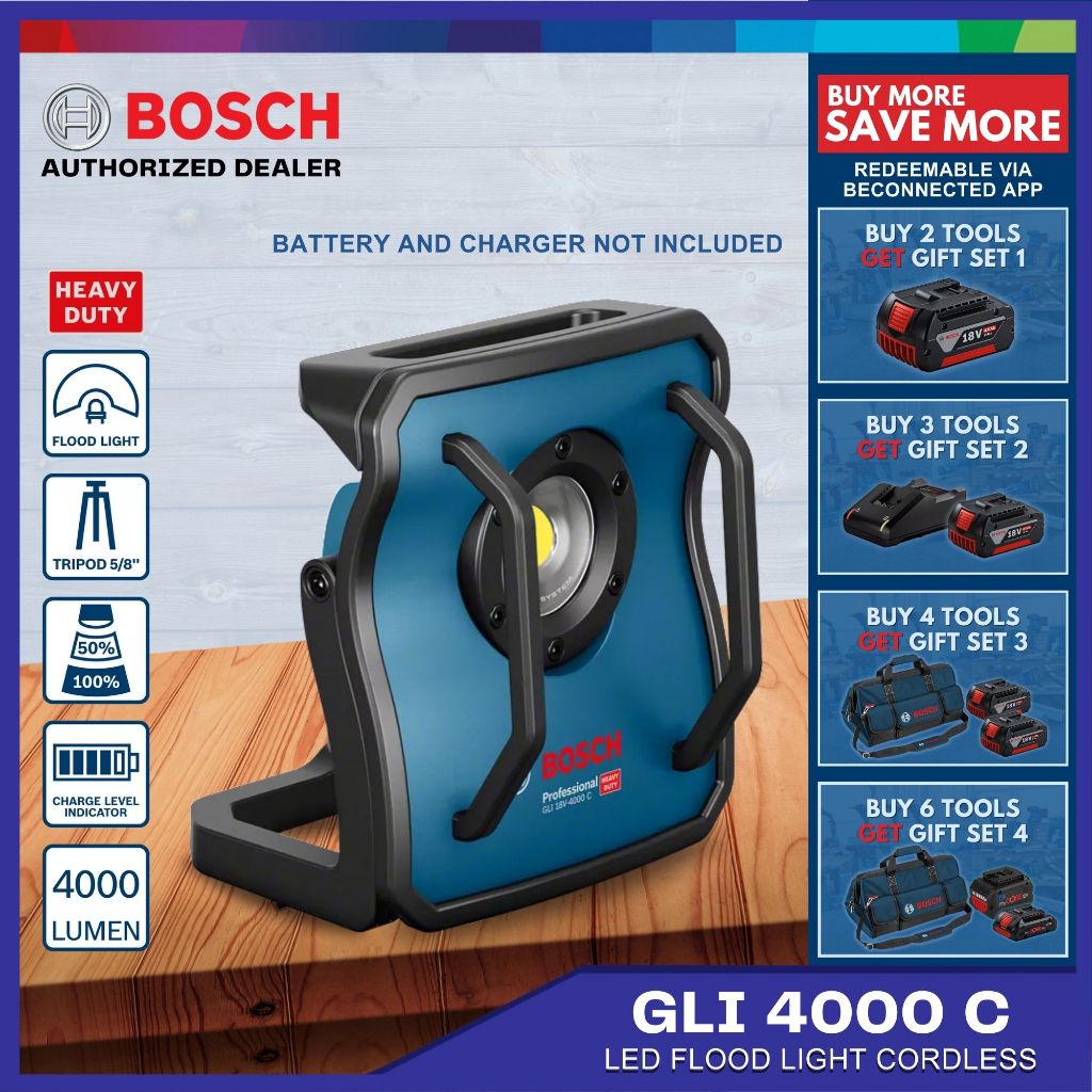Bosch Led Flood Light GLI 4000 C - SOLO 4000 Lumens 0601446800 Heavy ...