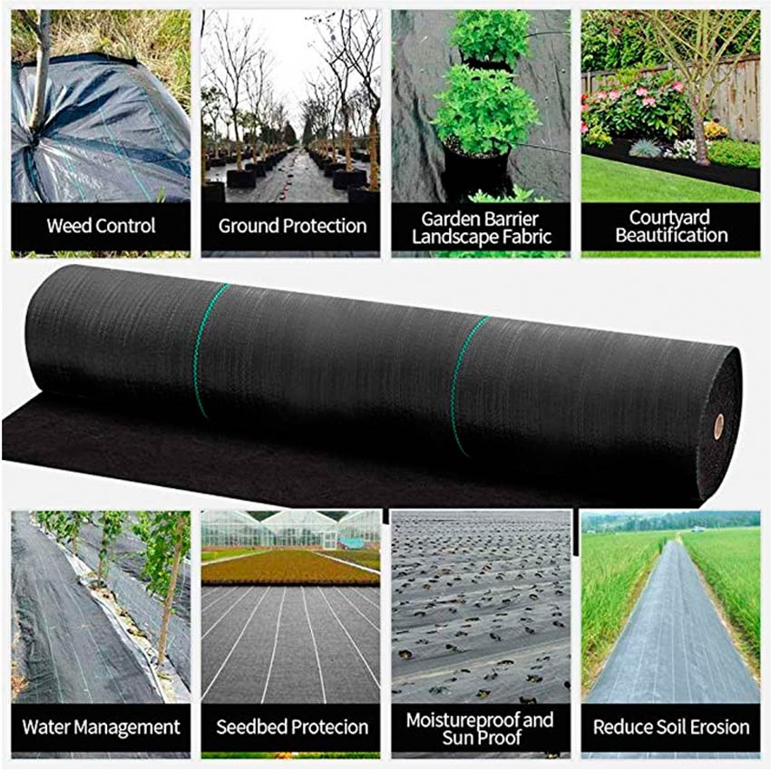 1*50m/100m/200m Weed Control Barrier Fabric Weeding Cloth Ground Cover ...