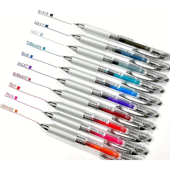 Pentel BLN74TL-10 EnerGel Inkt Balpen, 0,02 inch (0,4 mm), 10 kleuren