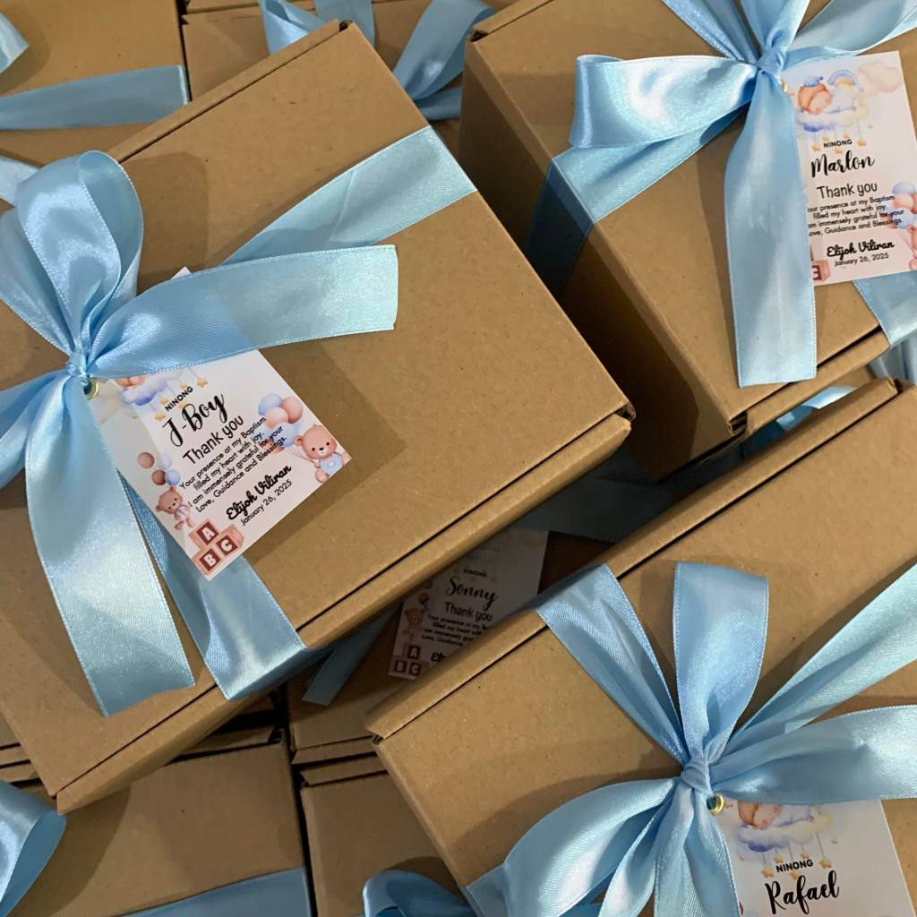 Box 2 with blue ribbon and tags | Shopee Philippines