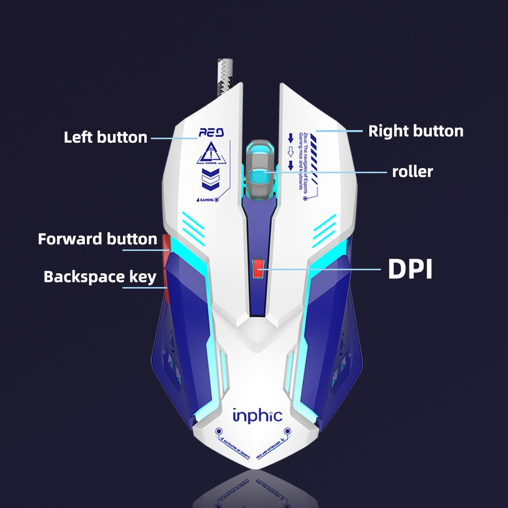 INPHIC M-99 Mecha Style Gaming Mouse USB Wired Mechanical Feel Like Led ...