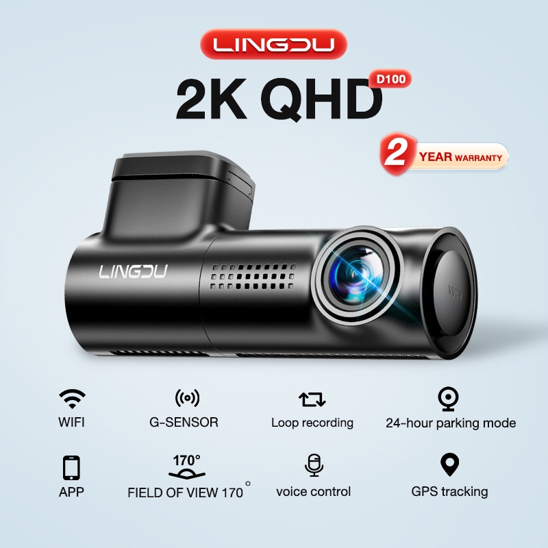 2K dash cam WF+APP+GPS voice control 24H camera Lingdu D100 Loop Record ...