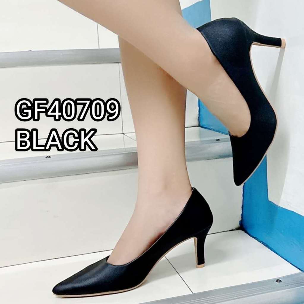 Black Pointed Toe Office Work Low Heels Shoes(2slty leather