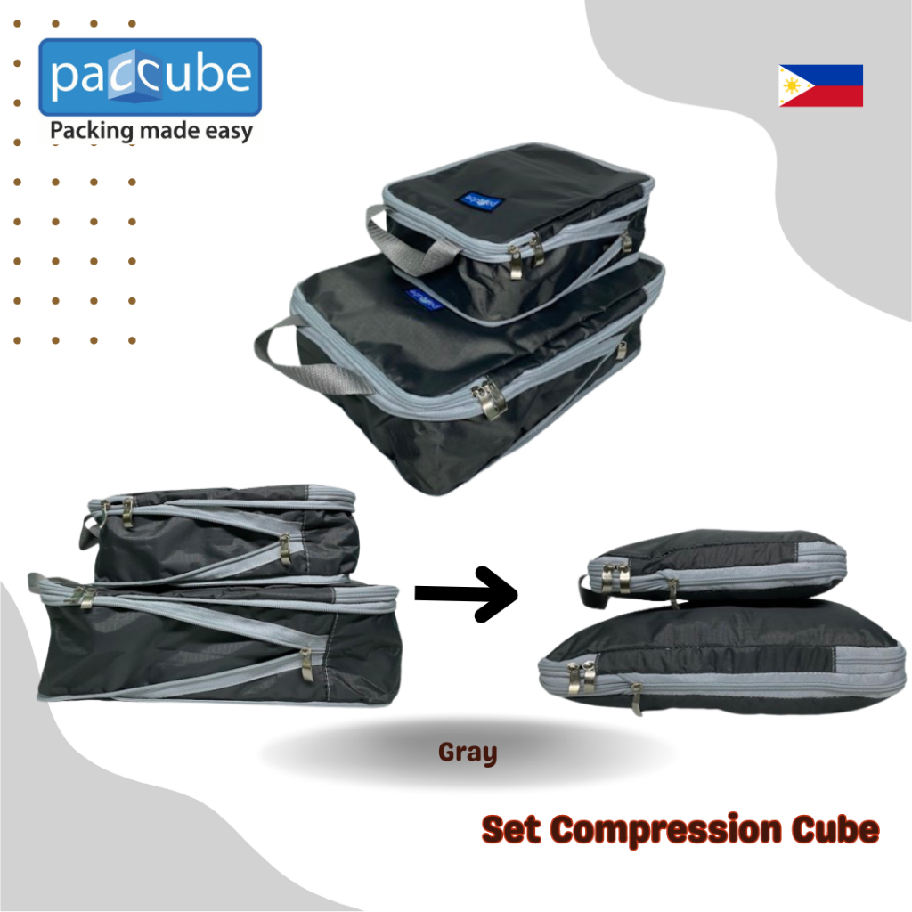 PACCUBE GRAY Travel Compression Packing Cubes (M,L) | Luggage Packing ...