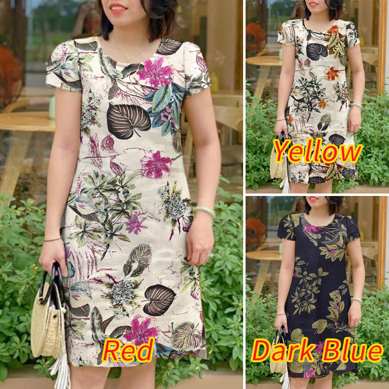 Printed Half Sleeve Knee Length Dress