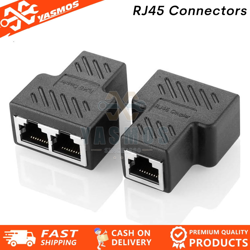 2 Way RJ45 Splitter Connectors Adapter 1 to 2 Ethernet Coupler Dual ...
