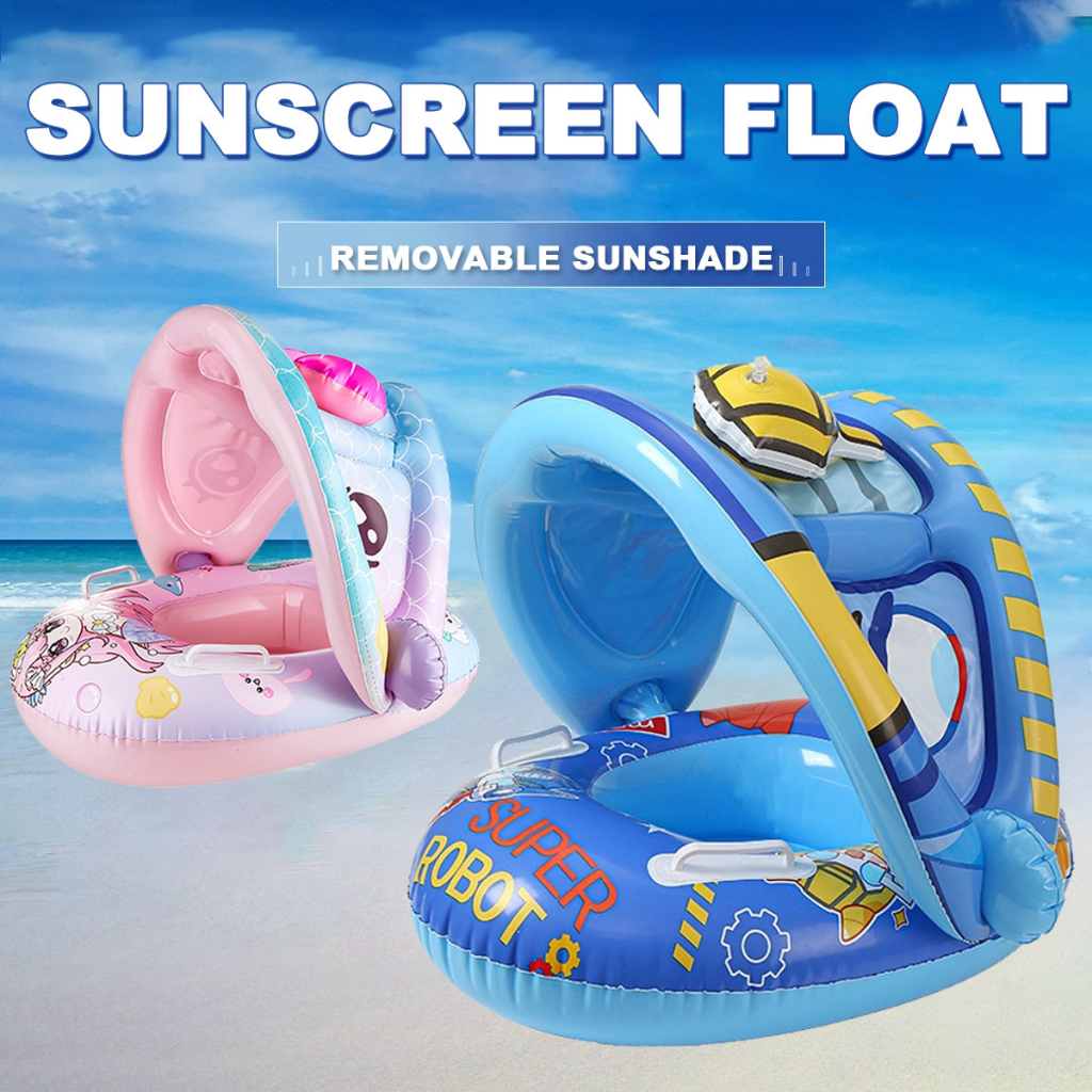 Swimming ring for kids Pink Mermaid Floating Swimming Bed Removable ...