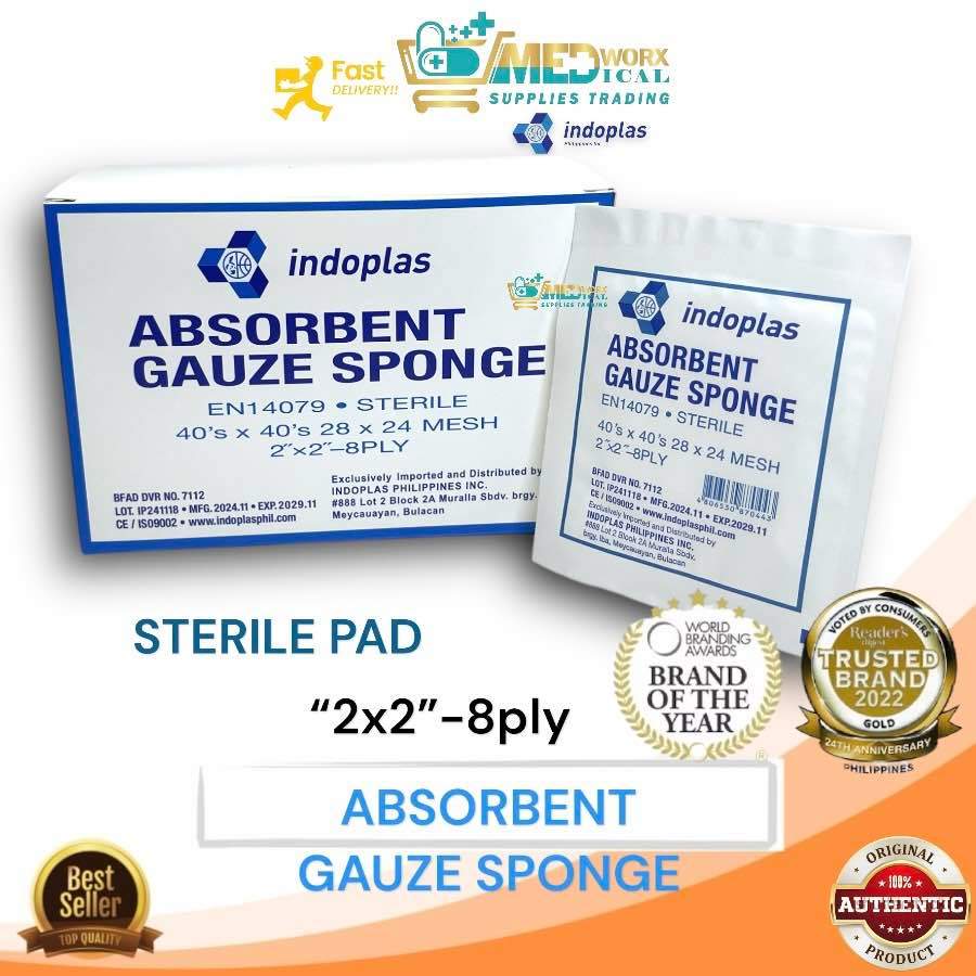 Indoplas Absorbent Gauze Sponge Pad | Sterile & Non-Sterile | 2x2 -8 ...