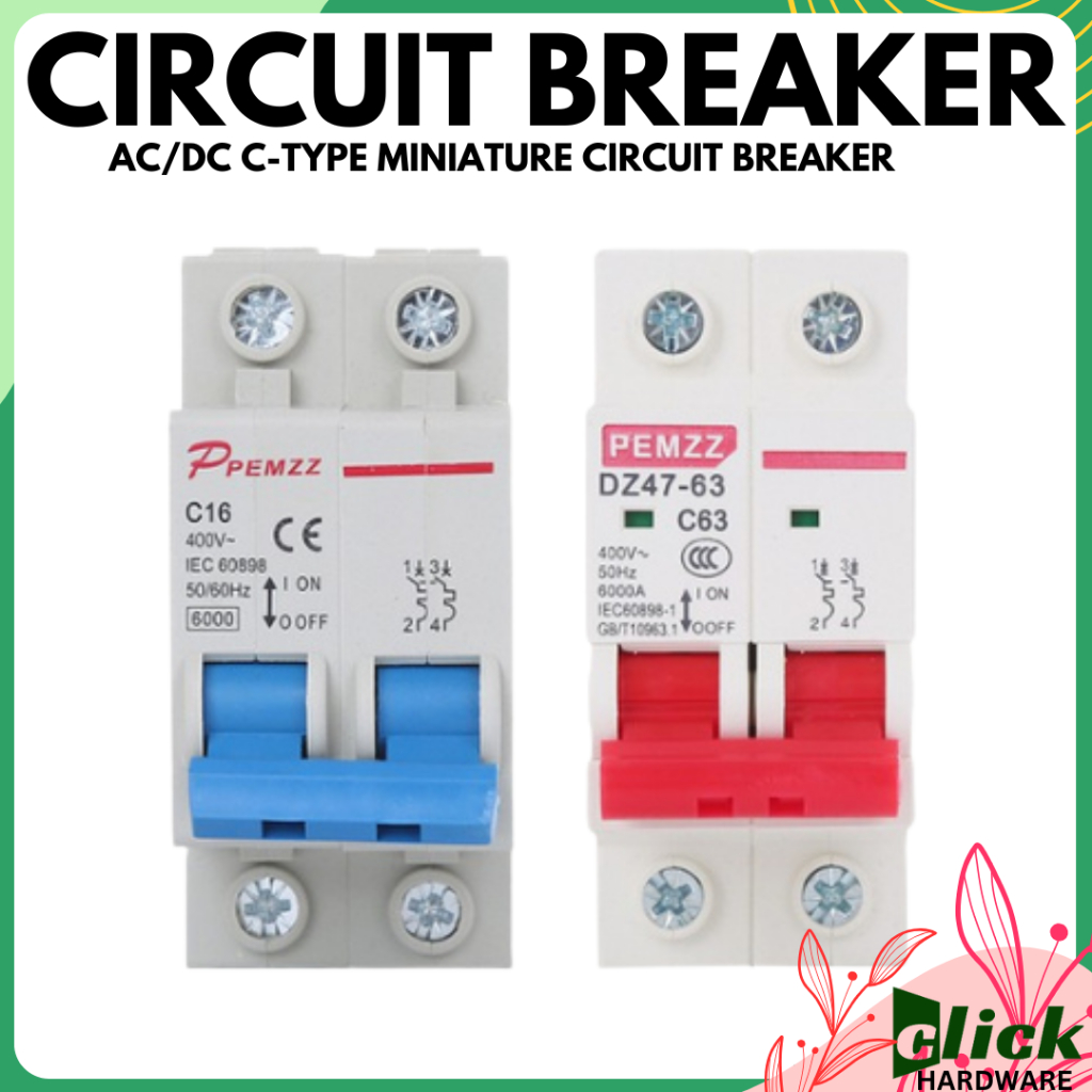 AC DC Circuit Breaker C-Type Miniature Circuit Breaker MCB Click ...