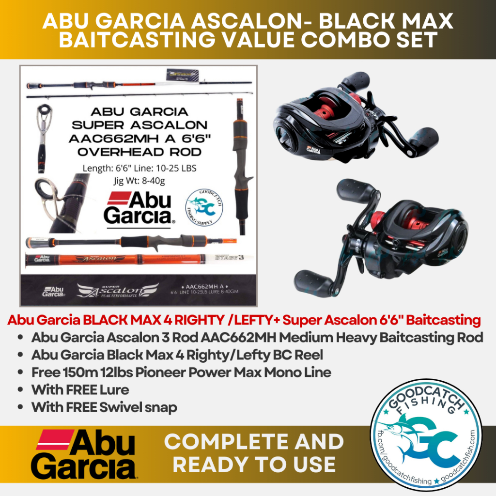 Abu Garcia Black Max 3 Abu Garcia BlackMax 3 Baitcast Combo - 6'6" Rod,  8-15 Lb Line, Low Profile Reel Abu Garcia Blue Max