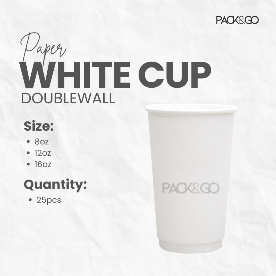 Paper Cup Coffee Cup Double Wall White Cup 25pcs per pack with Lid or ...