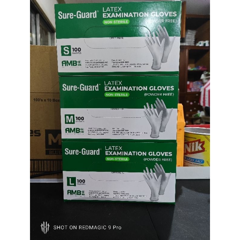 Sureguard Latex Examination Gloves Powder Free 1Box Green Box | Shopee ...