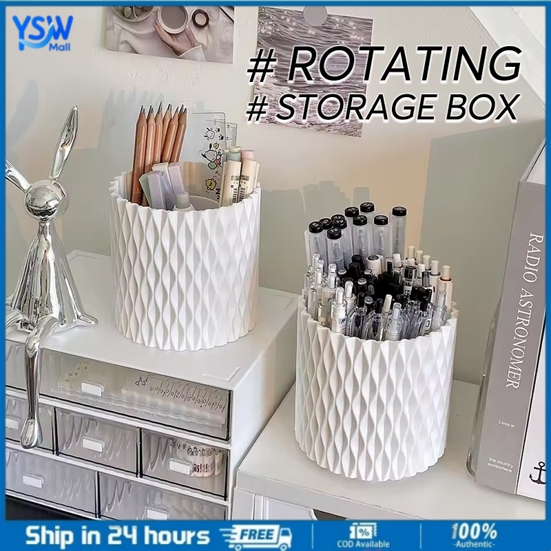 Rotating Pen Container Large Put Pen Storage Box Capacity Desk Desktop ...