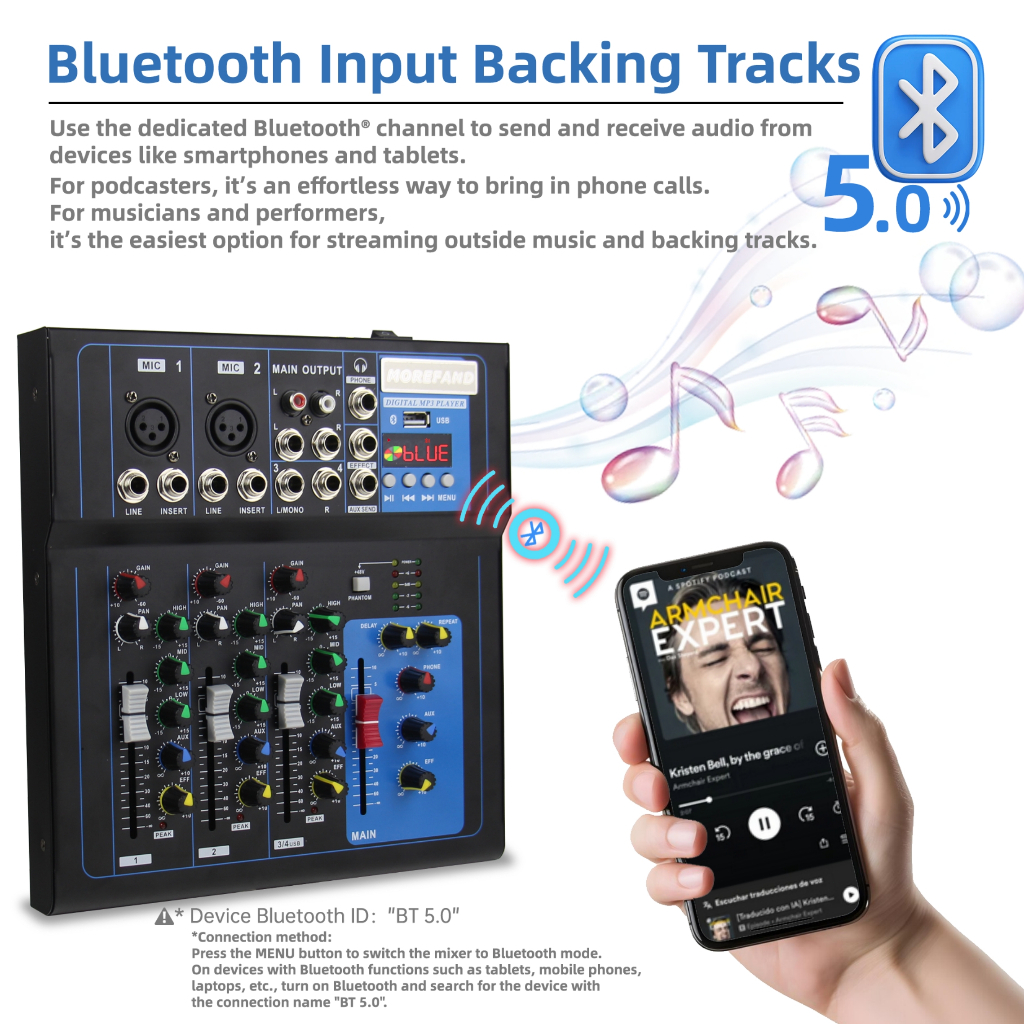 Audio Mixer F7-USB Professional AudioMixer 7-channel built-in EQ ...