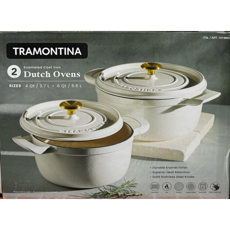 Tramontina 2-Pc Enameled Cast Iron Dutch Oven Set 4Qt 6Qt