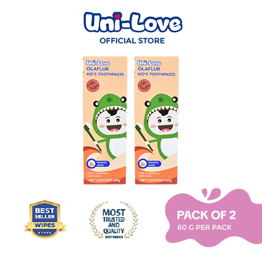 UniLove Olaflur Kid's Toothpaste (3+ Years Old) (Orange Juice) 60g Pack ...