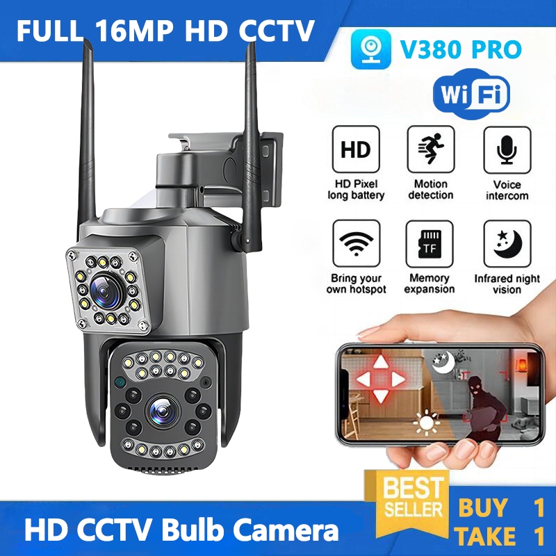 BUY 1 TAKE 1 V380 Pro Dual Lens CCTV Camera 16MP HD WiFi Wireless ...