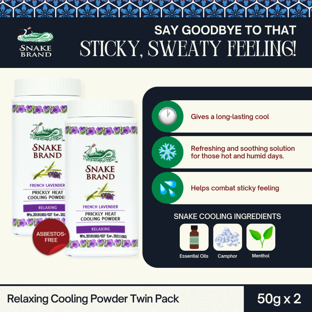 Snake Brand Cooling Powder Relaxing 50g Twin Pack | Shopee Philippines