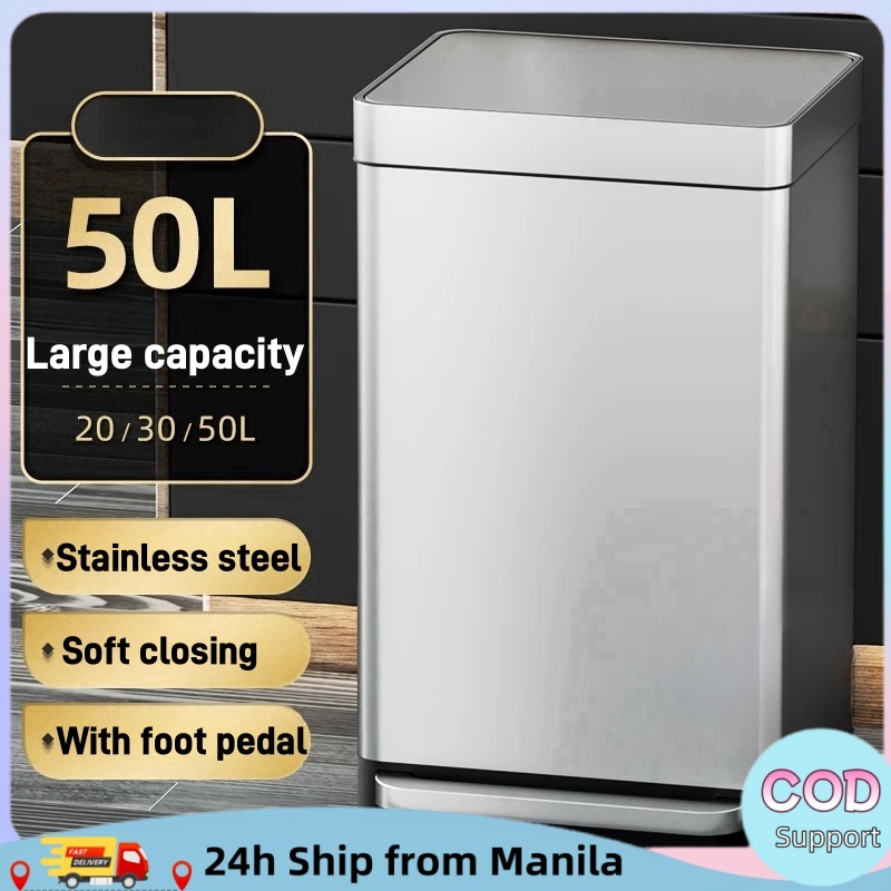 TSM 20L/30L/50L Kitchen Dustbin Pedal Soft Closing Stainless Steel ...